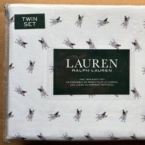 Vintage Ralph Lauren French Bulldog Twin Sheet Set     100% Crisp Cotton Percale